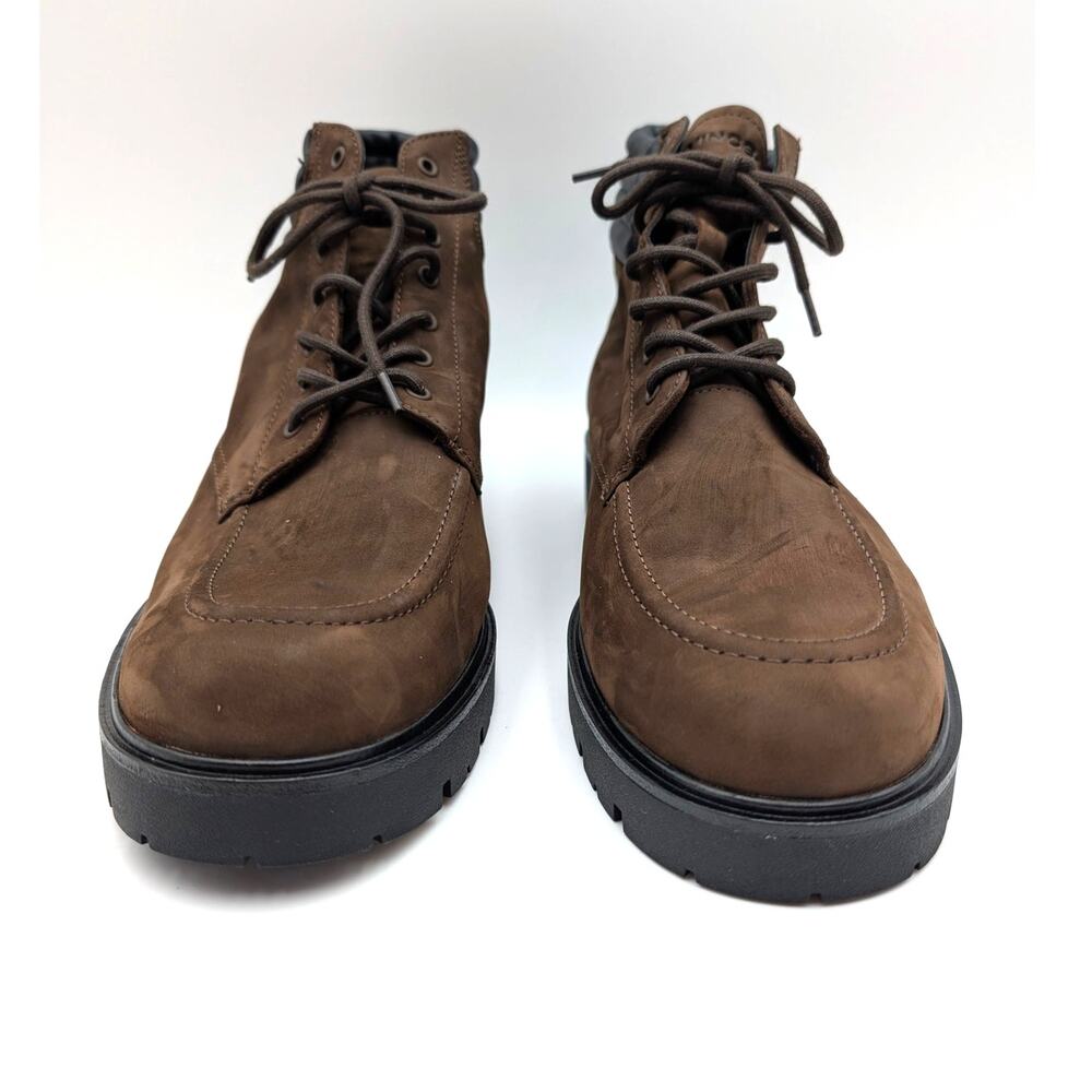 Vince Leonard Lace-Up Lug Sole Boots Round Toe Men's Brown Size US13M EU47.5 - Picture 2 of 10